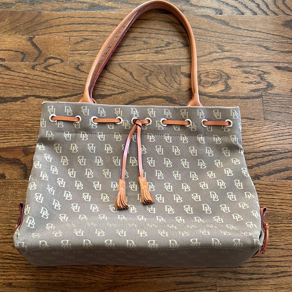 Dooney & Bourke Taupe Canvas Shoulder Bag!